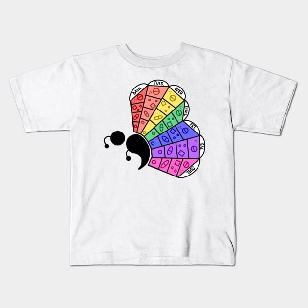 Pill Box Semicolon Butterfly Kids T-Shirt by birdiestreasuretrove